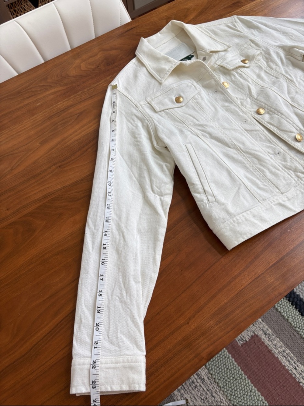 Lauren Jeans Co. Ralph Lauren Off-White Stretch Denim Jacket Petite Small - Picture 6 of 8